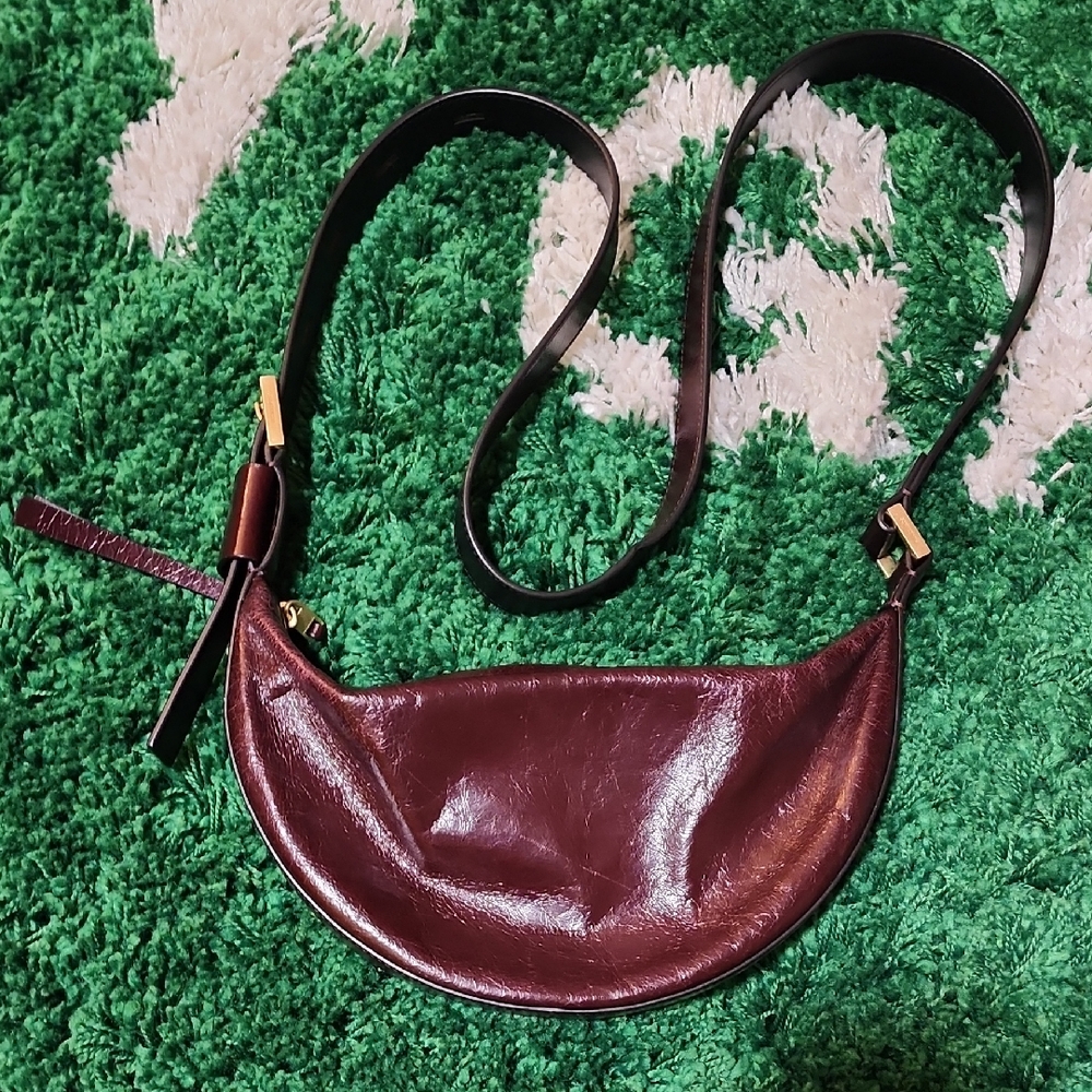 All Saints Deep Burgundy Crossbody Bag